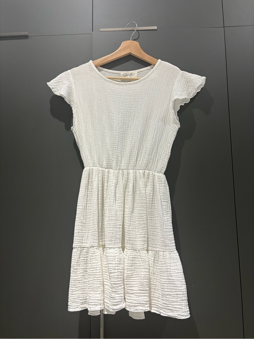 Women's White Cotton Gauze Mini Dress